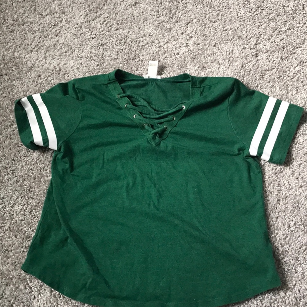 Forever 21 Green Lace Up Tee